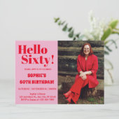 Vet Typografie Modern 60e Verjaardag Fotofeestje Kaart (Staand voorkant)