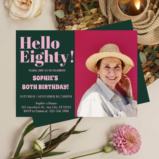 Vet Typografie Modern 80e Verjaardag Fotofeestje Kaart