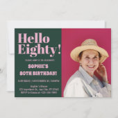 Vet Typografie Modern 80e Verjaardag Fotofeestje Kaart (Voorkant)