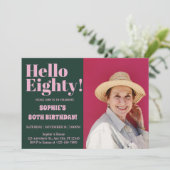 Vet Typografie Modern 80e Verjaardag Fotofeestje Kaart (Staand voorkant)