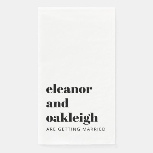 Vet Typografie Modern Bruiloft Witte Achtergrond Servet (Voorkant)