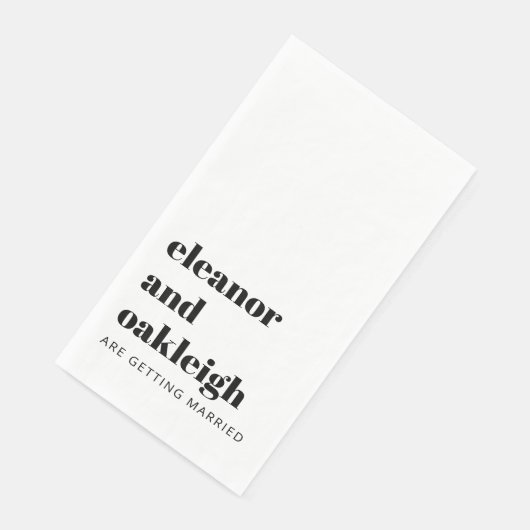 Vet Typografie Modern Bruiloft Witte Achtergrond Servet (Hoek)