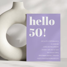 Vet Typografie Modern Lavendel Verjaardagsfeest 50