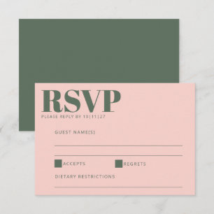 Vet Typografie Modern Roze en Groen RSVP Kaartje