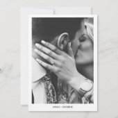 Vet Typografie Modern Zwart & Wit Foto Bruiloft Save The Date (Achterkant)