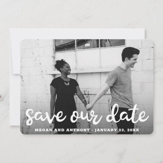 Vet Typografie Moderne bruiloft Save The Date (Voorkant)