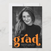 Vet Typografie Oranje Foto Afstuderen Aankondiging (Voorkant)