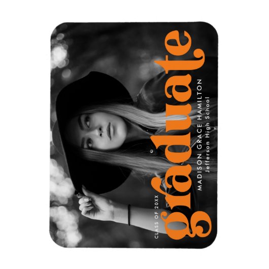 Vet Typografie Oranje Foto Afstuderen Magneet (Verticaal)