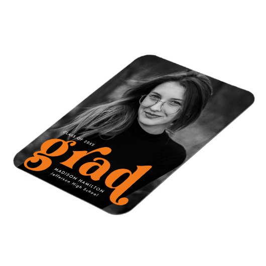 Vet Typografie Oranje Foto Afstuderen Magneet (Linkerzijde)