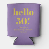 Vet Typografie Paarse Geel Modern Verjaardag Blikjeskoeler (Voorkant)