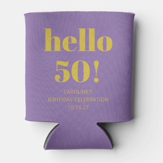 Vet Typografie Paarse Geel Modern Verjaardag Blikjeskoeler (Voorkant)