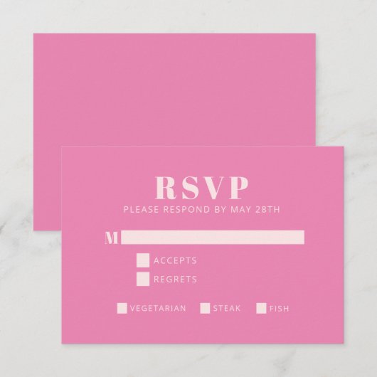 Vet Typografie Roze en Blush Modern Bat Mitzvah RSVP Kaartje (Voorkant / Achterkant)