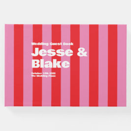 Vet Typografie, Roze en Rode Bruiloft Gastenboek