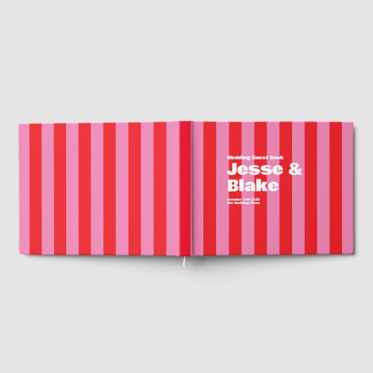 Vet Typografie, Roze en Rode Bruiloft Gastenboek (Volledig)