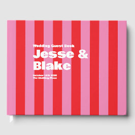 Vet Typografie, Roze en Rode Bruiloft Gastenboek