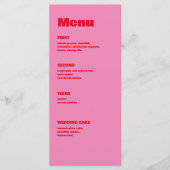 Vet Typografie, Roze en Rode Bruiloft Menu (Voorkant)