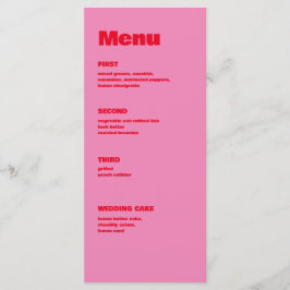 Vet Typografie, Roze en Rode Bruiloft Menu