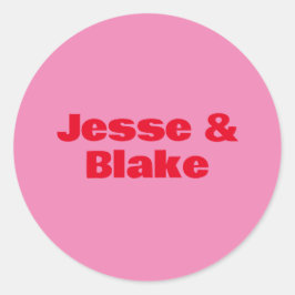 Vet Typografie, Roze en Rode Bruiloft Ronde Sticker