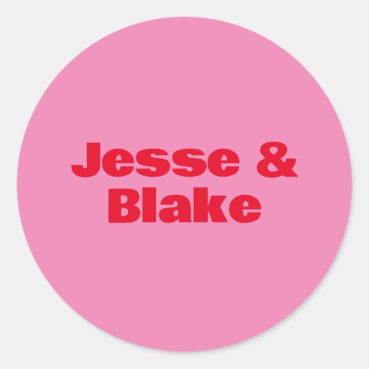 Vet Typografie, Roze en Rode Bruiloft Ronde Sticker (Voorkant)