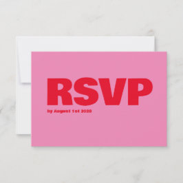 Vet Typografie, Roze en Rode Bruiloft RSVP Kaartje