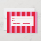 Vet Typografie, Roze en Rode Bruiloft RSVP Kaartje (Achterkant)