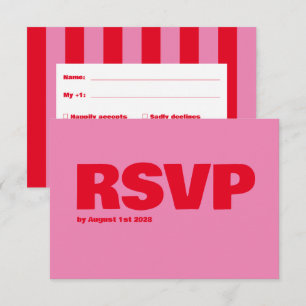 Vet Typografie, Roze en Rode Bruiloft RSVP Kaartje