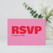 Vet Typografie, Roze en Rode Bruiloft RSVP Kaartje (Staand voorkant)