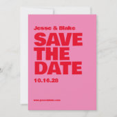 Vet Typografie, Roze en Rode Bruiloft Save The Date (Voorkant)