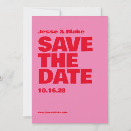 Vet Typografie, Roze en Rode Bruiloft Save The Date