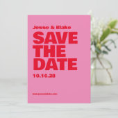 Vet Typografie, Roze en Rode Bruiloft Save The Date (Staand voorkant)