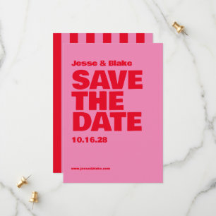 Vet Typografie, Roze en Rode Bruiloft Save The Date
