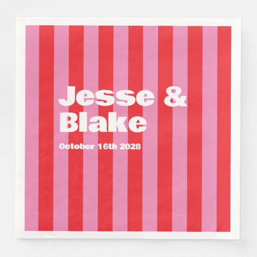 Vet Typografie, Roze en Rode Bruiloft Servet (Voorkant)