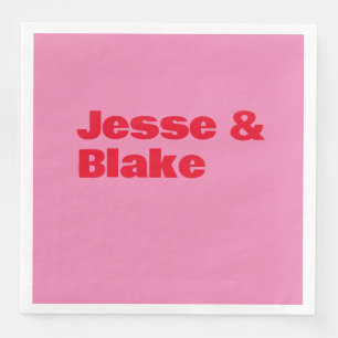 Vet Typografie, Roze en Rode Bruiloft Servet