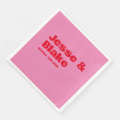 Vet Typografie, Roze en Rode Bruiloft Servet (Hoek)