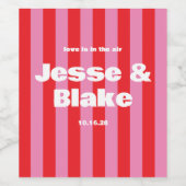 Vet Typografie, Roze en Rode Bruiloft Wijn Etiket (Enkel label)