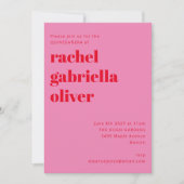 Vet Typografie Roze en Rood Modern QUINCEAÑERA Kaart (Voorkant)