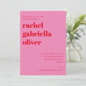 Vet Typografie Roze en Rood Modern QUINCEAÑERA Kaart (Staand voorkant)