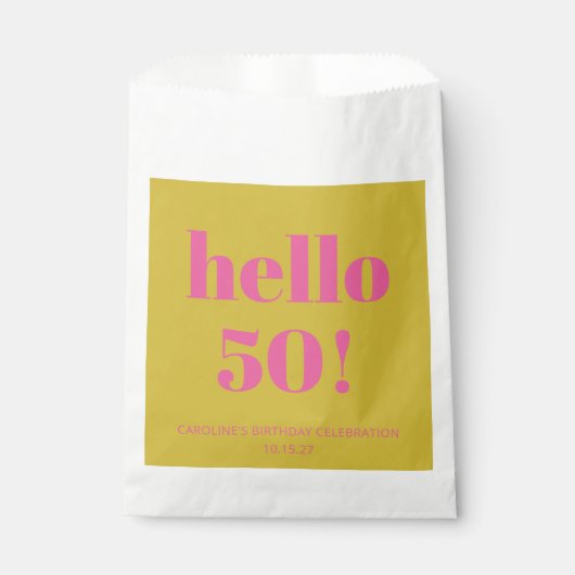 Vet Typografie Roze Geel Modern 50ste verjaardag Bedankzakje (Voorkant)