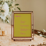 Vet Typografie Roze Geel Modern Minimalist Menu<br><div class="desc">Bold Typografie Bright Roze en Geel Modern Minimalist Weddenschap Menu</div>
