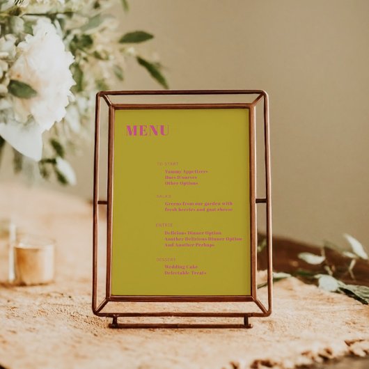 Vet Typografie Roze Geel Modern Minimalist Menu