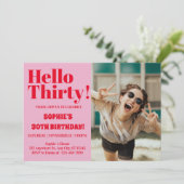 Vet Typografie Roze Modern 30e verjaardag Foto Kaart (Staand voorkant)