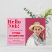 Vet Typografie Roze Modern Zeventig 70ste verjaard Kaart (Staand voorkant)