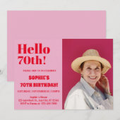 Vet Typografie Roze Modern Zeventig 70ste verjaard Kaart (Voorkant / Achterkant)