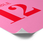 Vet Typografie Roze rood Matig Tabelnummer Poster (Hoek)