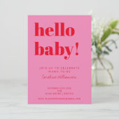 Vet Typografie Roze Rood Modern Baby shower Foto Kaart (Staand voorkant)