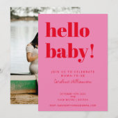Vet Typografie Roze Rood Modern Baby shower Foto Kaart (Voorkant / Achterkant)