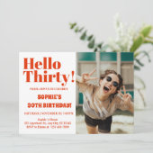 Vet Typografie Sinaasappel Modern 30e Verjaardag Kaart (Staand voorkant)