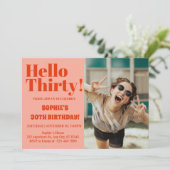 Vet Typografie Sinaasappel Roze Modern 30e Verjaar Kaart (Staand voorkant)