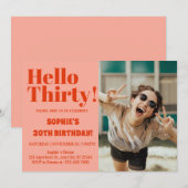 Vet Typografie Sinaasappel Roze Modern 30e Verjaar Kaart (Voorkant / Achterkant)