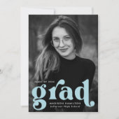 Vet Typografie Sky Blue Photo Afstuderen Aankondiging (Voorkant)